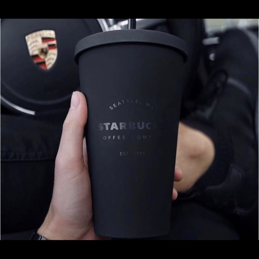 Matte black Starbucks cup